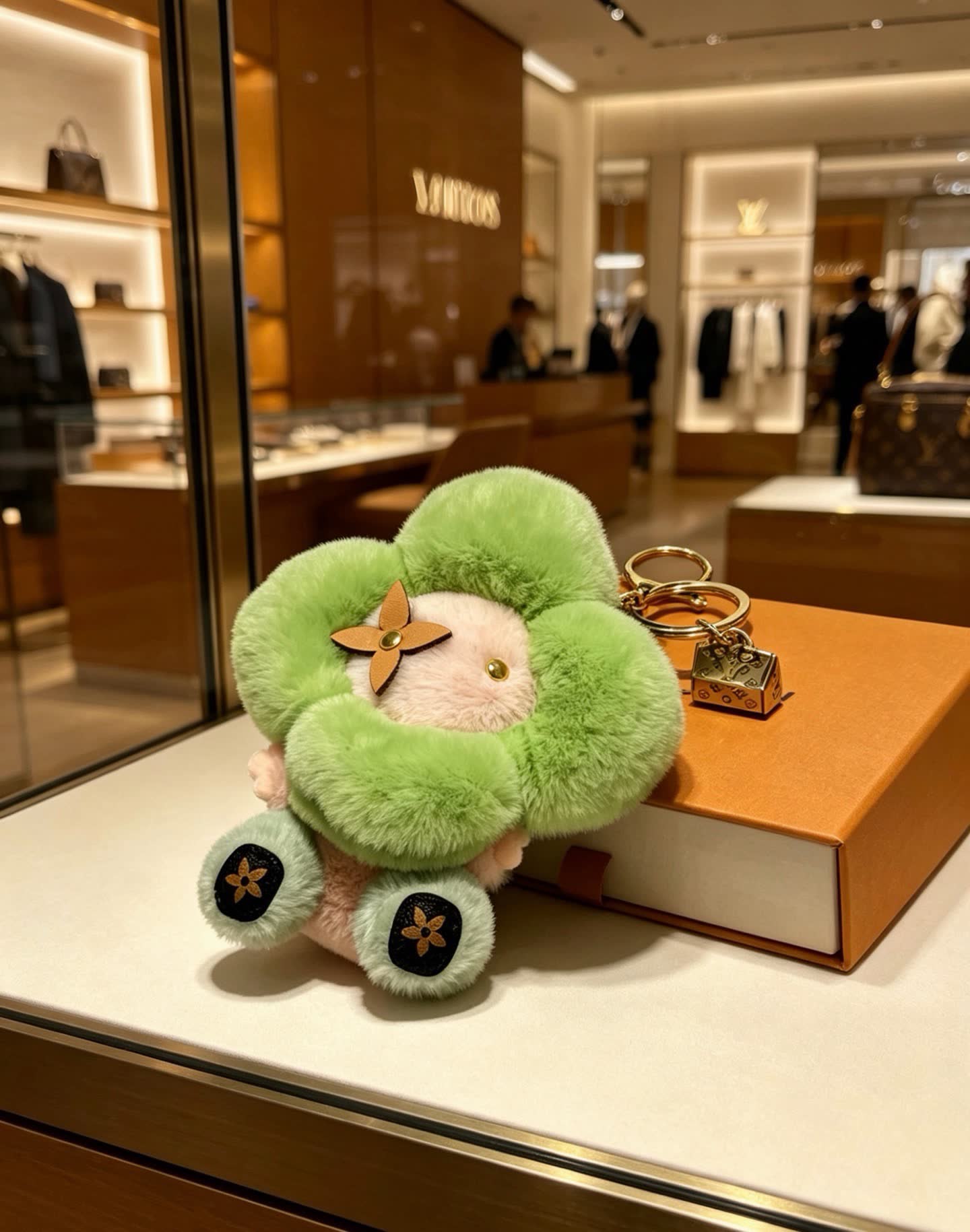 Louis Vuitton Green Flower Keychain